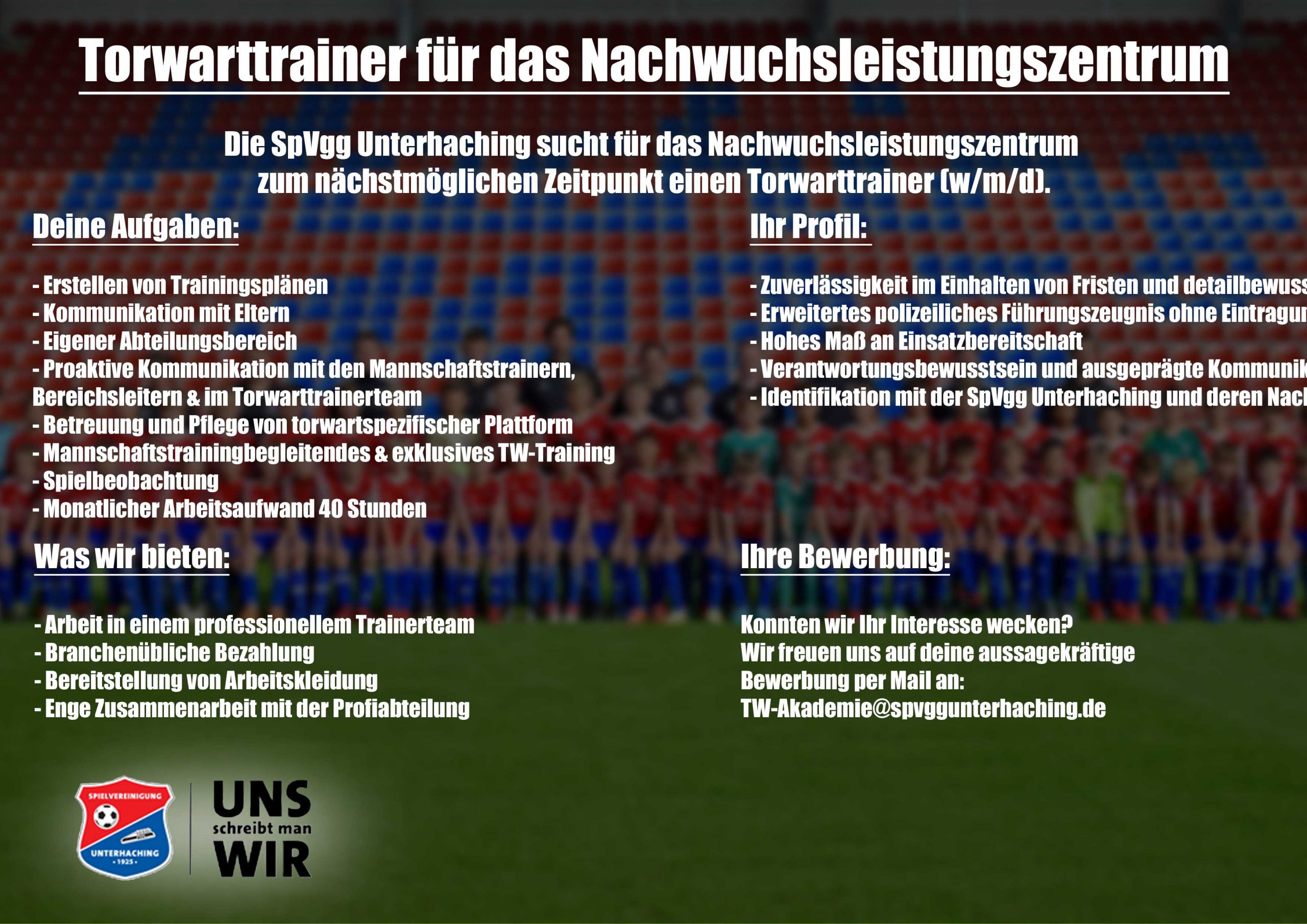 Goalkeeper coach for the youth performance center – SpVgg Unterhaching